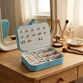 Women & Girls Double Layer Mini PU Leather Jewelry Case Travel Organizer Storage for Necklace Ring Small Gift Jewelry Box 16cm