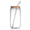 Hot Sale High Borosilicate Glass Tumblers Glass Mug Tumbler Coffee Cup Beer Can Shape Cups with Glass Straw Bamboo Straw