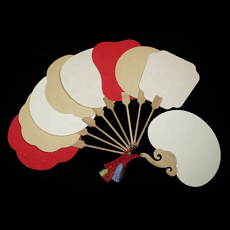 FAREA Traditional Chinese Customized Style Nature Rice Paper Fan Hand-painted Calligraphy Antique Fan Chinese Classical Fan