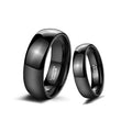 POYA Wholesale 8mm 6mm Matching Wedding Ring Tungsten Simple Black Domed Band for Men Women