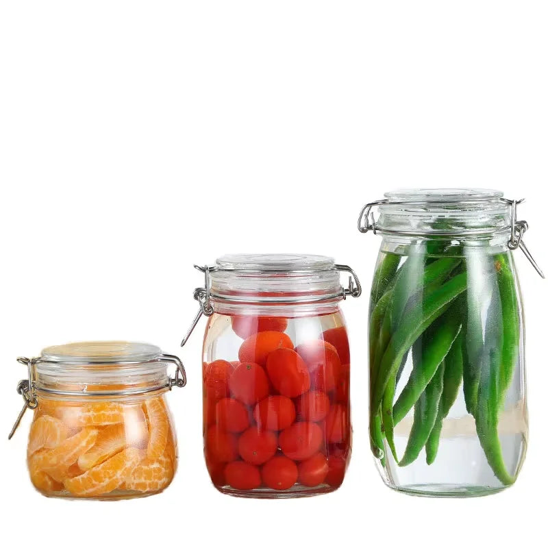 Kitchen Multigrain Honey Pickle Food Container Metal Cap Jar Seal Borosilicate Glass Sealed Storage Jar With Large Capacity