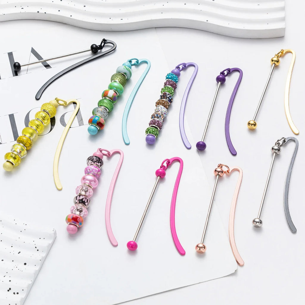 Xiximi Multi Color DIY Metal Bookmark Creative Personalized Retro Feather Shape Beaded Bookmark Cheap Promotional Gifts
