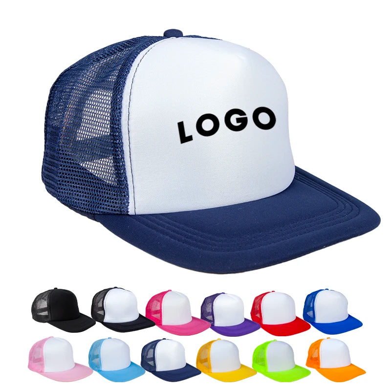 Mens Women Sublimation Trucker Hats  Logo 5 Panel Polyester Hat for Sublimation Foam Mesh Baseball Cap Sublimation Hat