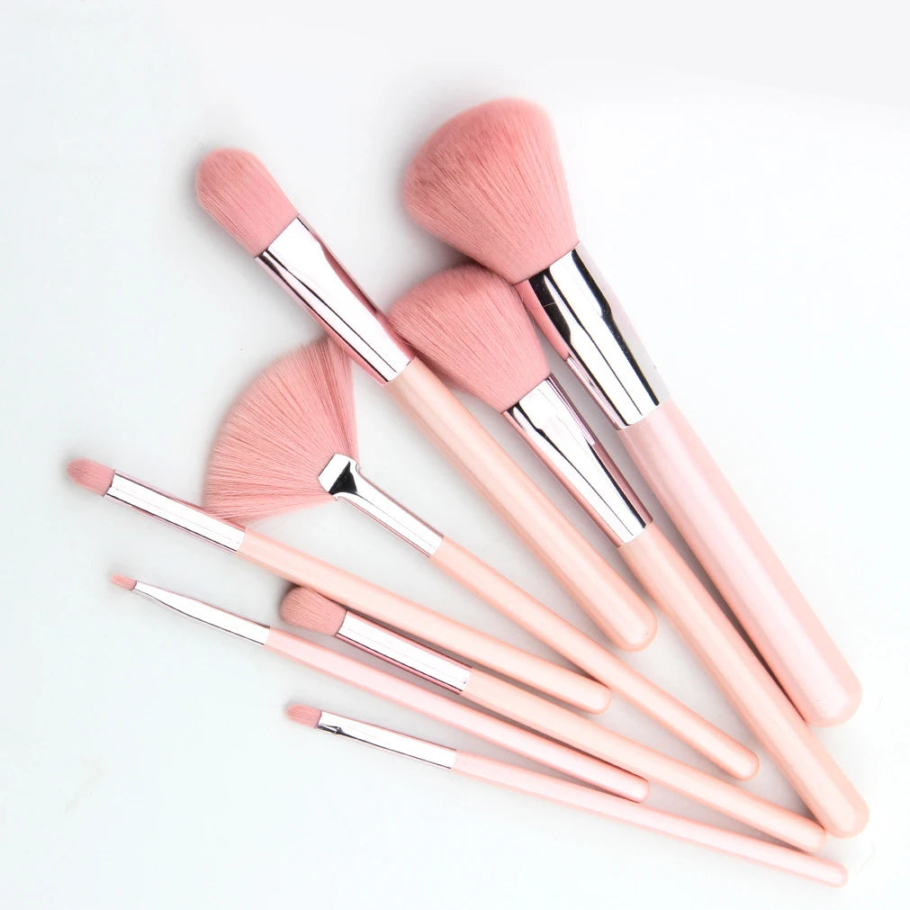 Cherry Blossom Powder Gift Box with 8 Pieces of Wood Handle Extremely Fine Fiber Makeup Tool Complete Set of Makeup Brush