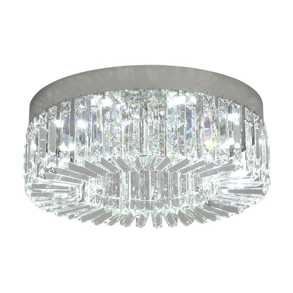 Modern Nordic Crystal Ceiling Lamp Chrome Round Simple Led Ceiling Chandelier for Bedroom
