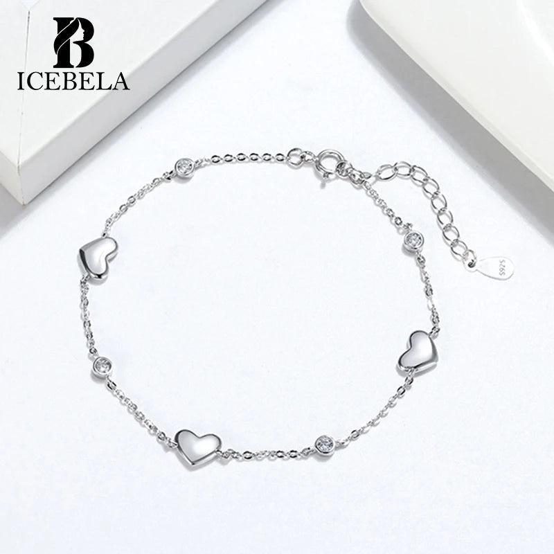 ICEBELA Customized Van Design Four-Leaf Clover Love Heart Pendant Cleef Bracelet Sterling Silver Bracelet for Women