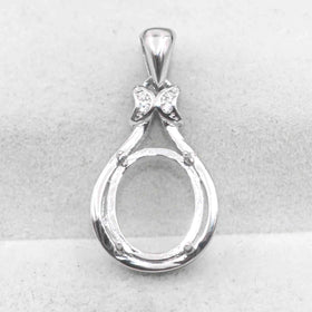 Sterling Silver 10*12mm Semi Mount Pendant Empty Frame Blank Support Setting S925 Base Holder Without Center Stone for DIY Inlay