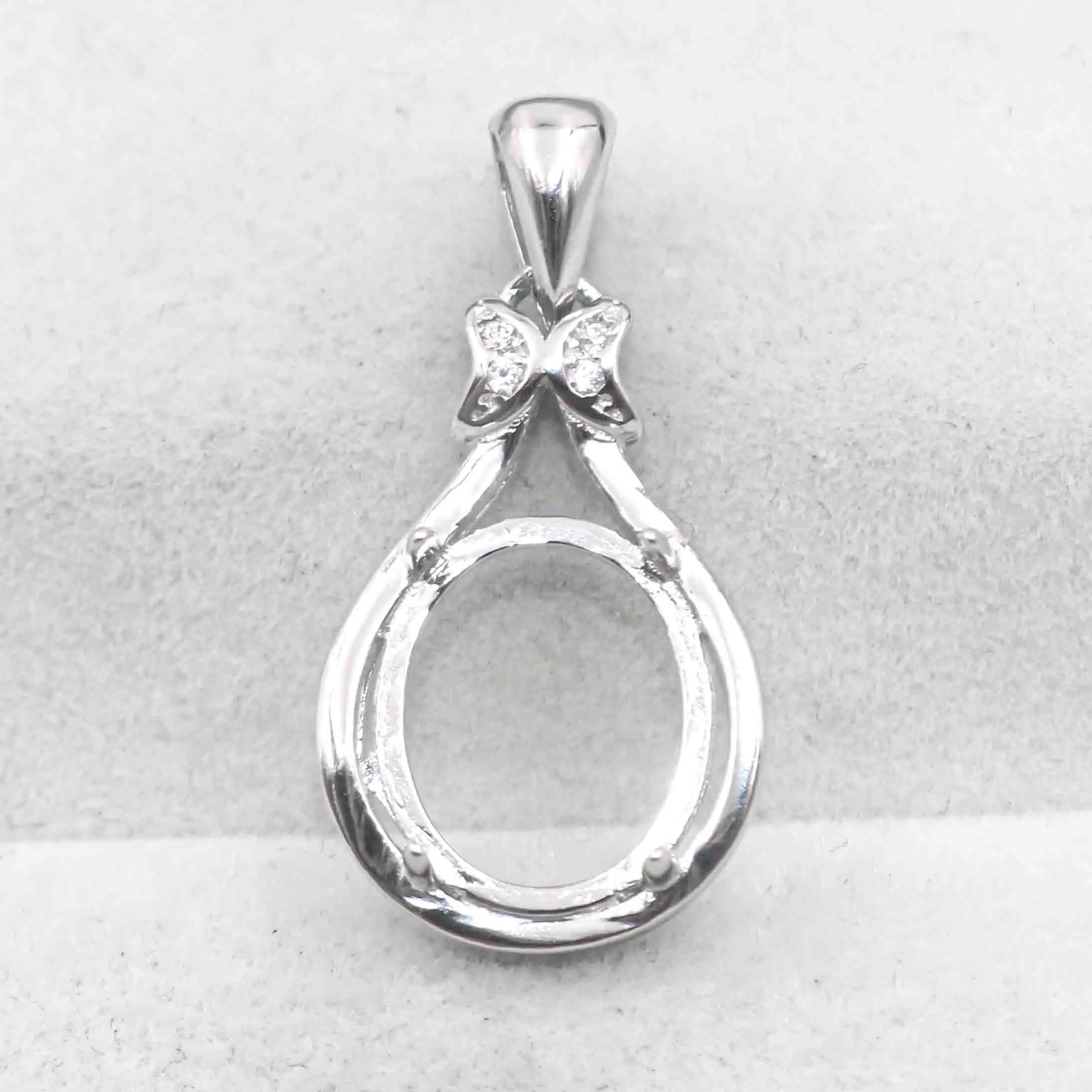 Sterling Silver 10*12mm Semi Mount Pendant Empty Frame Blank Support Setting S925 Base Holder Without Center Stone for DIY Inlay