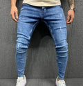 Custom Blue Vintage Wash Skinny Stacked Jeans Manufacturers Men Hip Hop Print Jeans for Man