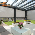 Oweado Electric Built-In Plain Vertical Balcony Zip Track Shutter Garden Shades Roller Blinds PVC Mesh Fabric Screen Shading