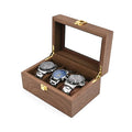 Fashion 3 Grid Vintage Walnut Wood Jewelry Watch Storage Box with Glass Lid