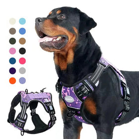 Adjustable Tactical Dog Vest Harness Solid Nylon and Polyester Waterproof with Reflective Feature and Metal D-ring