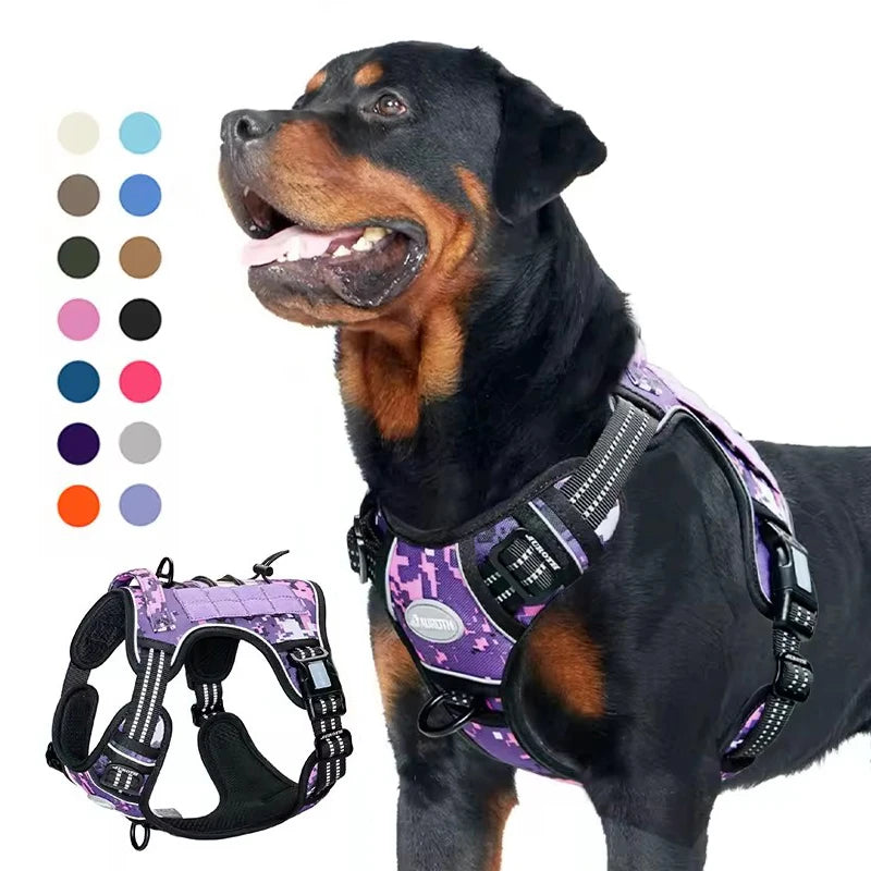 Adjustable Tactical Dog Vest Harness Solid Nylon and Polyester Waterproof with Reflective Feature and Metal D-ring MegaBDM