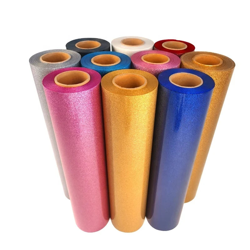 Renlitong Top Quality PU Glitter Htv Manufacturer PU Glitter Heat Transfer Vinyl Easyweed and Cut for t Shirts Iron Heat Press