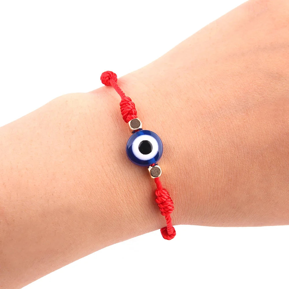 Bracciale Handmade Knit 7 Knots Lucky Red Strand Bracelet Adjustable Lucky  Eye Charm Couple Bracelets Pulseras Ojo Turco