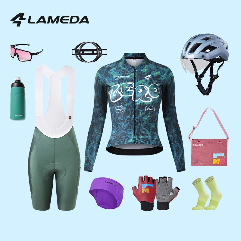 LAMEDA ODM Hign End Men Women Pro Team Custom Sublimation Wear Bib Cycling Jersey Set Mtb Cycling Jersey Cycling Wear