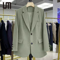 Liu Ming Fashion Women Solid Color Casual Jacket Loose Fit Long Sleeve Single-Breasted Coat for Office