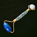Huiying Crystals New Product White Jade Facial Massage Roller Flower Handle Lapis Lazuli Massager