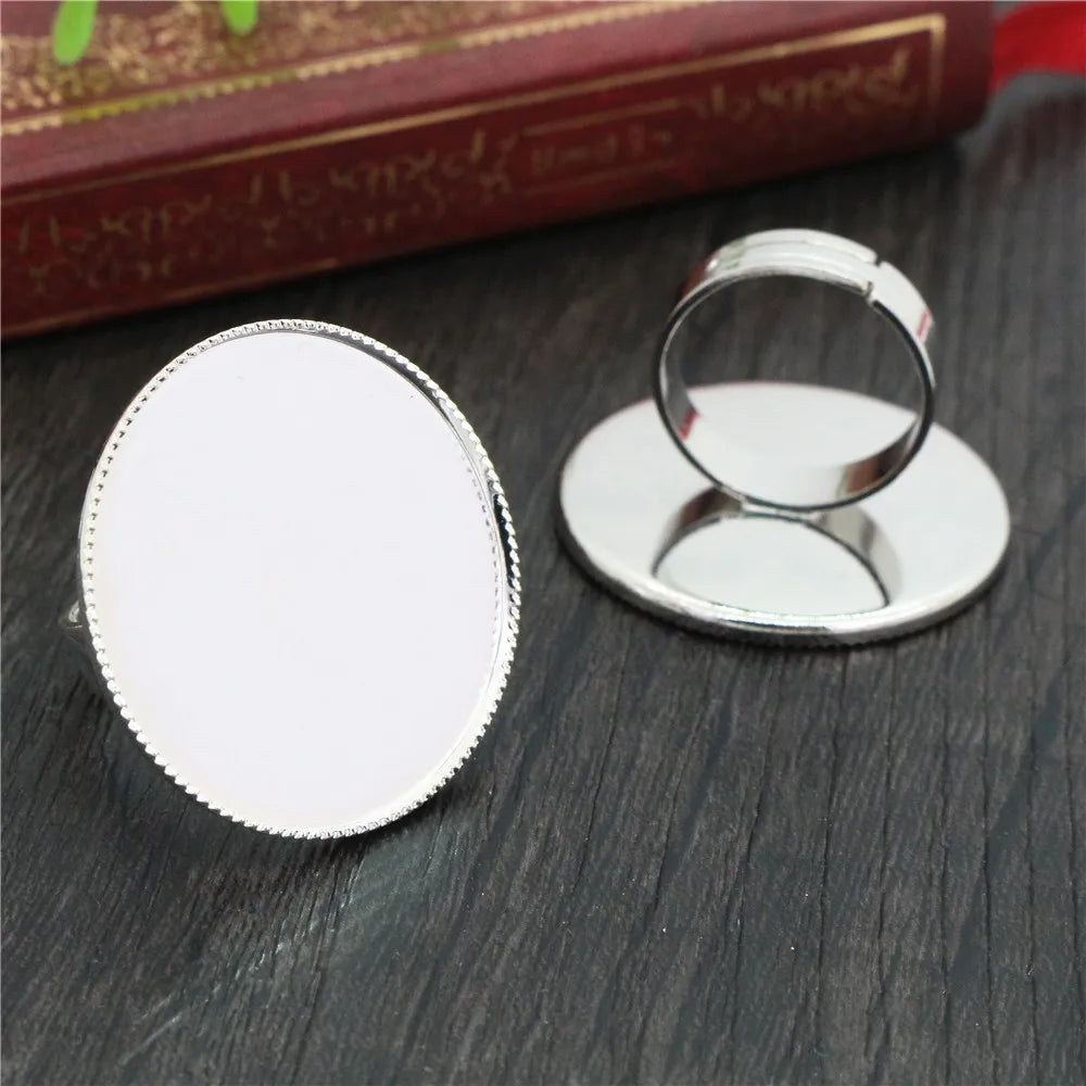 30mm Brass Adjustable Ring Settings Blank BaseFit 30mm Cabochons DIY Rings Bezel Trays Setting DIY Jewelry Making Accessories