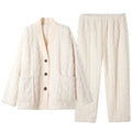 Thick Beige Fleece Sleepwear Ladies Suit Flannel Velour Woman Winter Pajamas Set Soft Fashion OEM Adult