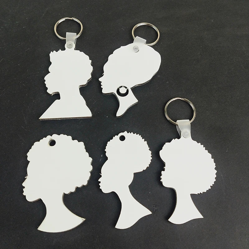 African Head Wrap Keychain Mother's Gift Custom Image Blank MDF Key Holder Sublimation Wood Key Ring