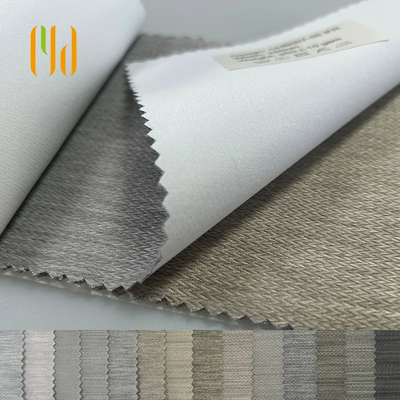 Luxury Herringbone Texture Blackout Fabric 100% Polyester Heavyweight OEKO-TEX Certified for Hotel Curtains PE Coated Blackout