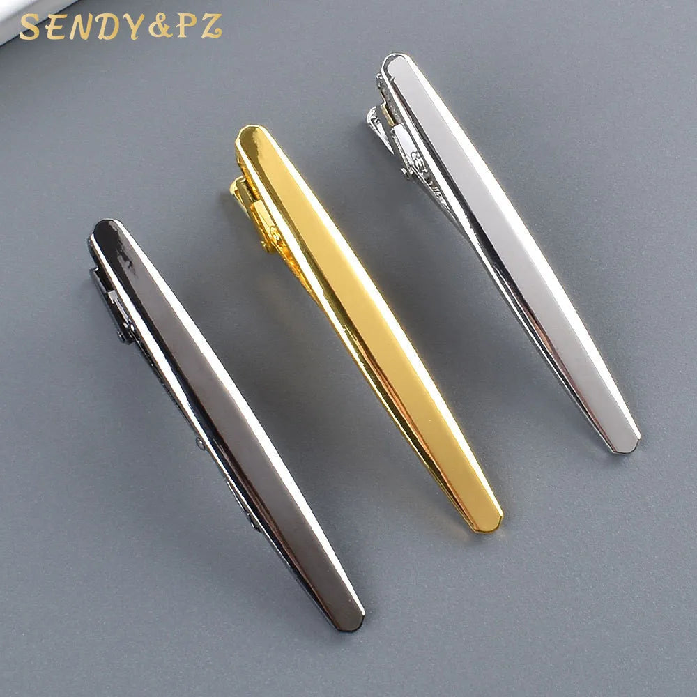 Wholesale 5.9CM Men's Business Suit Shirt Necktie Bars Copper Tie Clip Gloss Gold Silver Black Multi-functional Fixed Clip