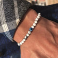 Wholesale Male 6mm Small Stone Bead Black Stone Agate Turquoise Tiger Eye Natural Stone Blue Evil Eye Bead Bracelet for Men