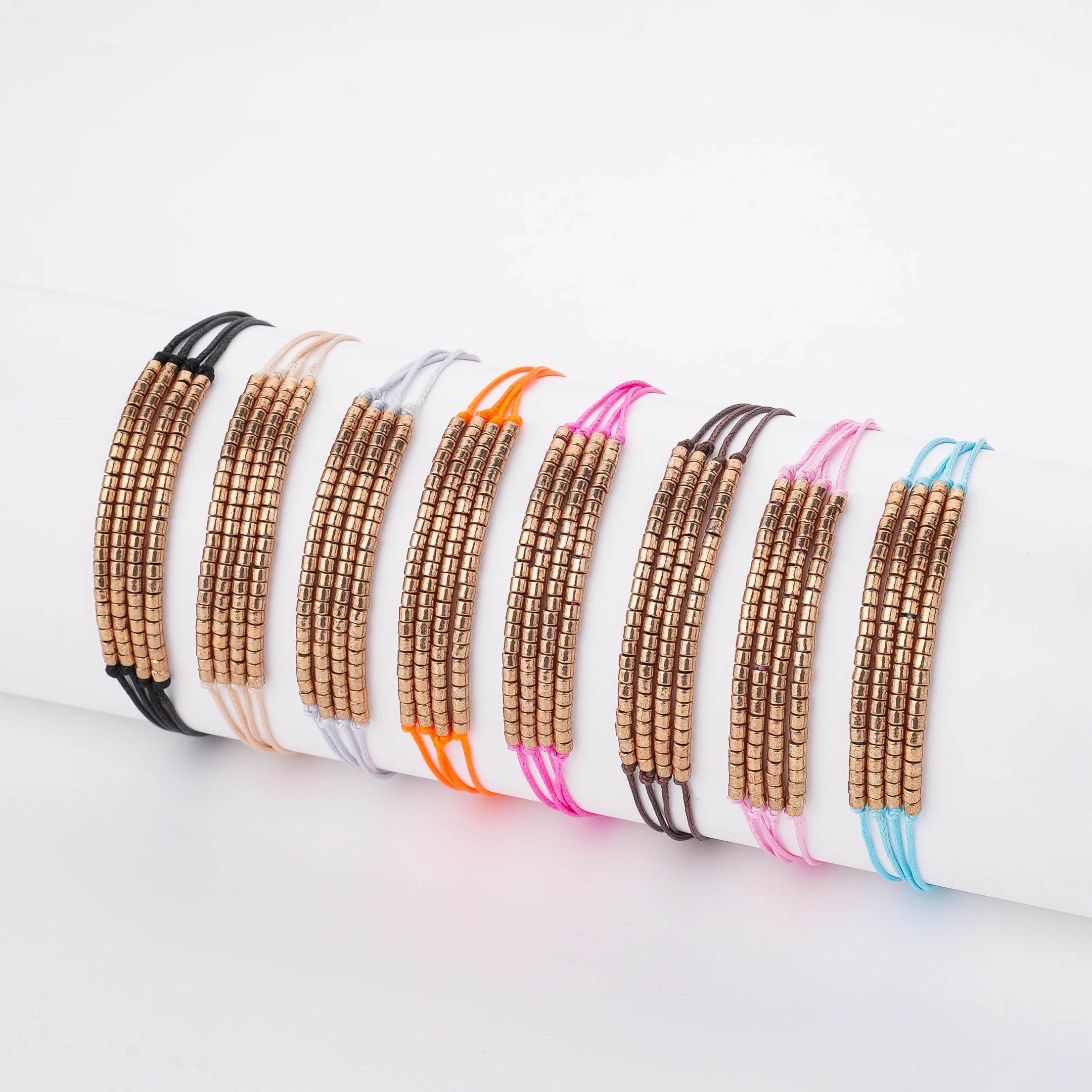 Wholesale Women Fashion Boho Jewelry String Rope Adjustable Miyuki Bracelet Gold Seed Beads