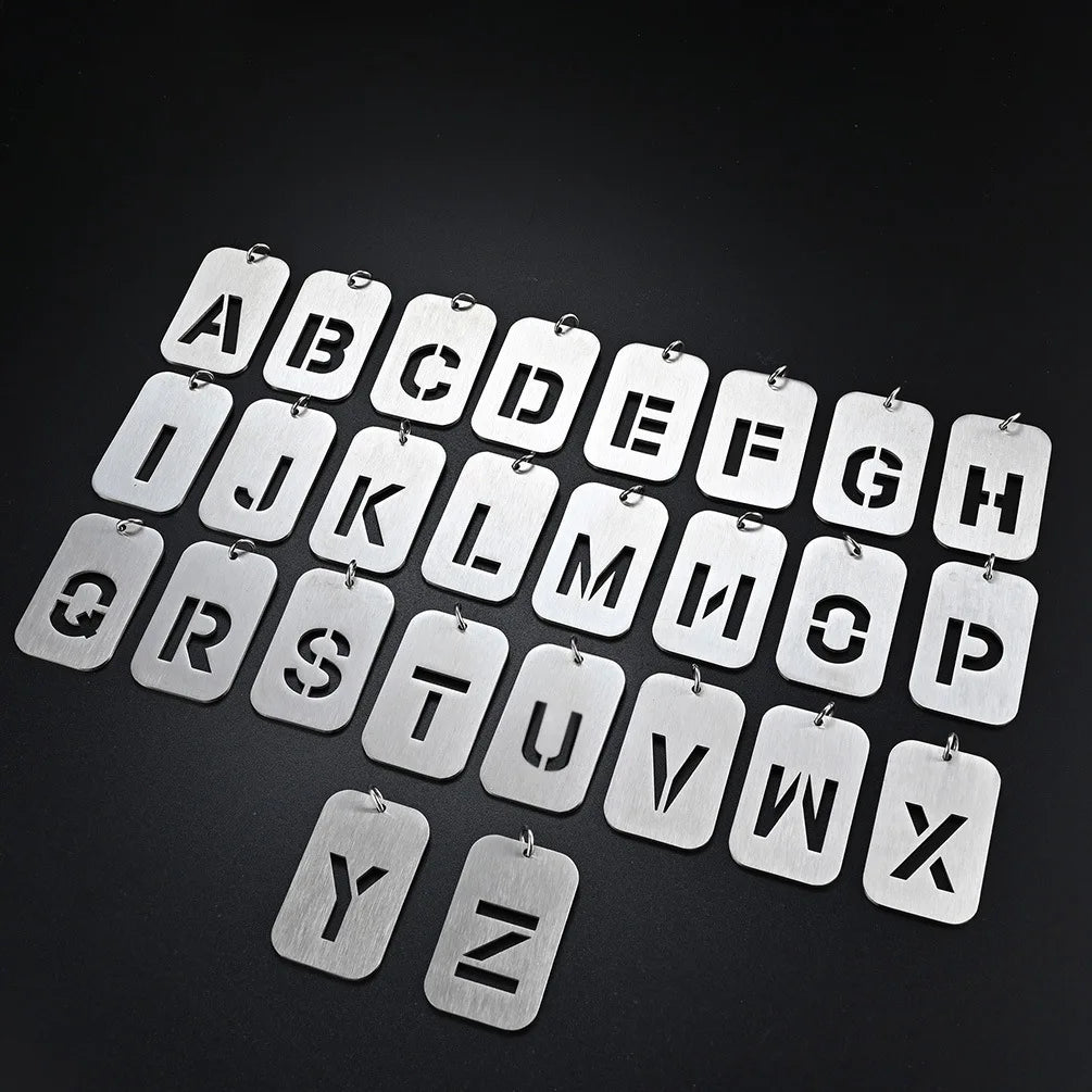 Last Name English Letter Hollow Out DOG TAG Nameplate Necklace Male Pendant Simple Couple Single Pendant