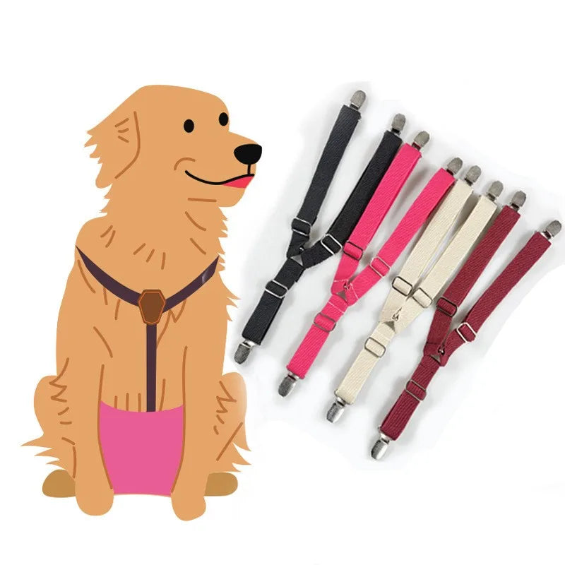New Small Size Adjustable Pet Harness Solid Polyester Dog Physiological Pants with Animal Pattern and Ribbon Decoration