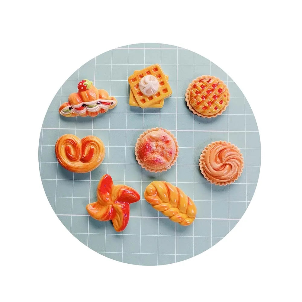 100pcs Kawaii Resin Simulation Bread Flatback Cabochons for Slime Deco Parts Accessories