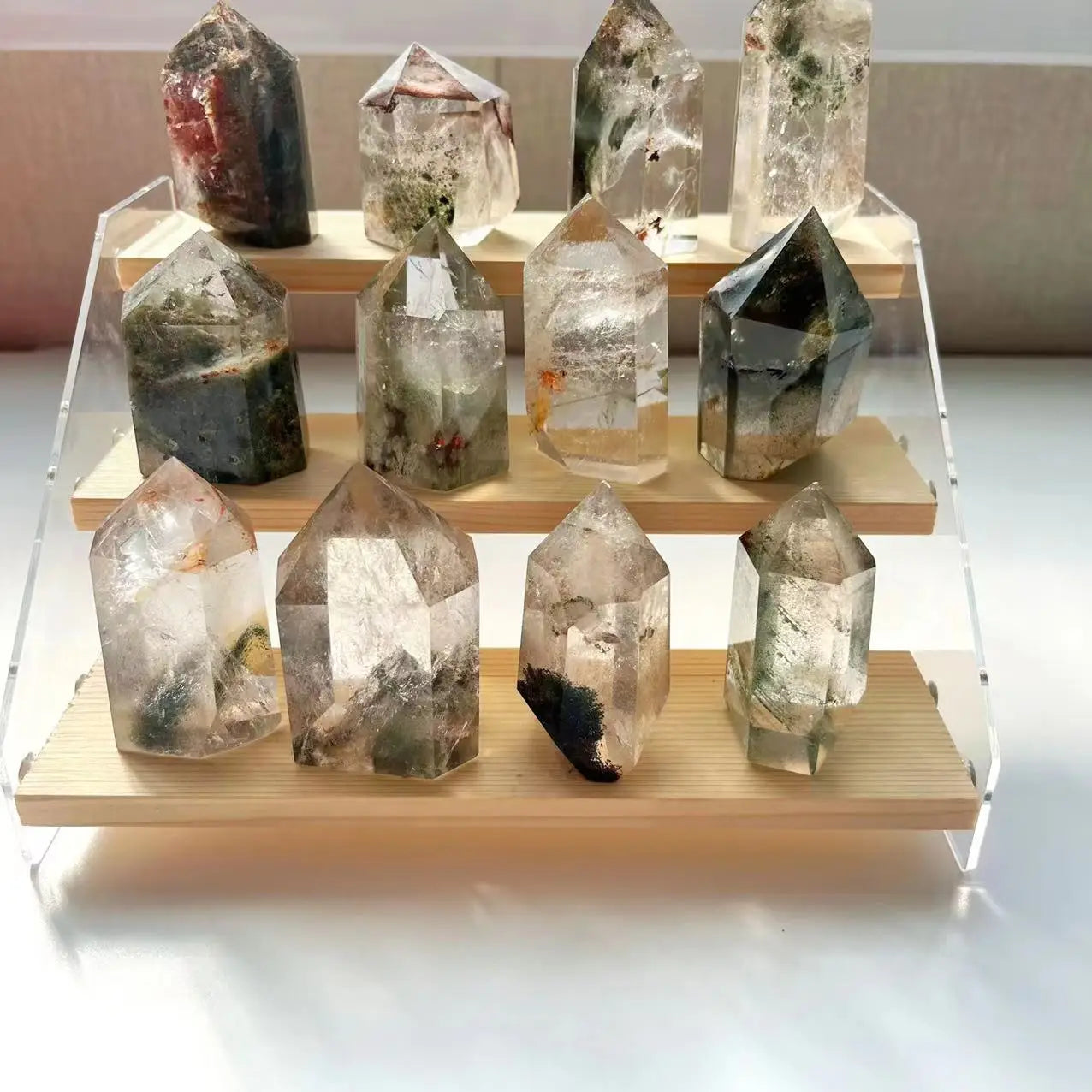 High Quality Phantom Garden Quartz Tower Polished Healing Crystal Point for Home Decoration.