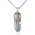 Fashion Feather Shape Pendant Necklace Male Titanium Stainless Steel Chain Jewelry