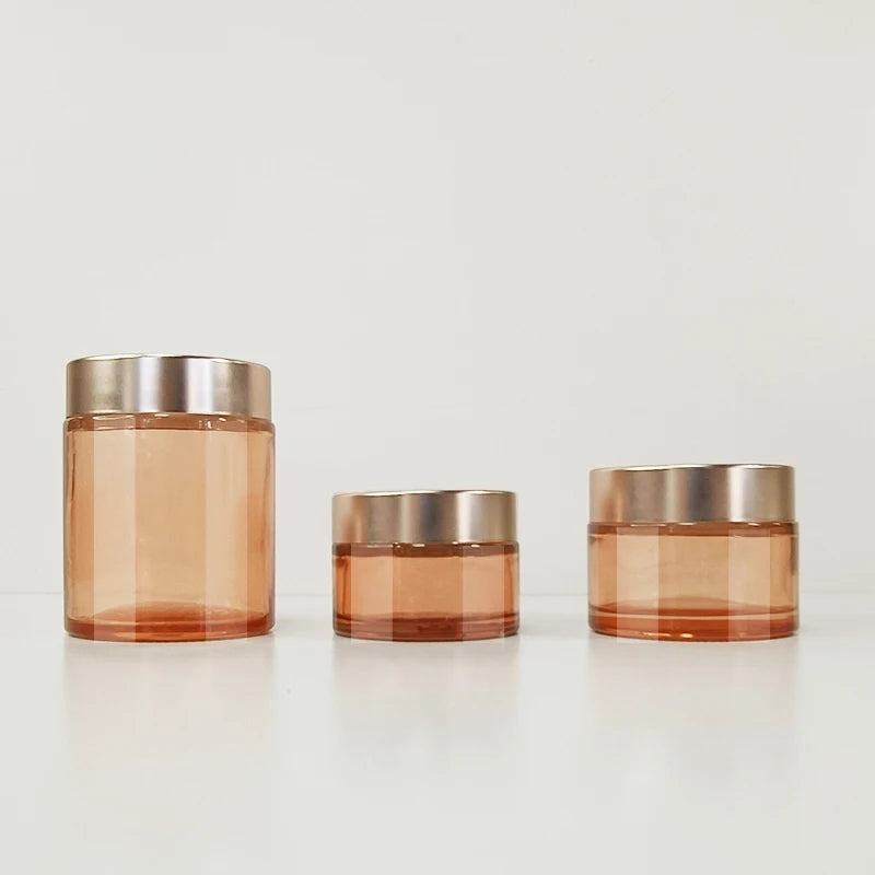 Luxury Cosmetic 5g 10g 20g 30g 50g 100g Light Rose Gold Round Glass Cosmetic Jar for Cream