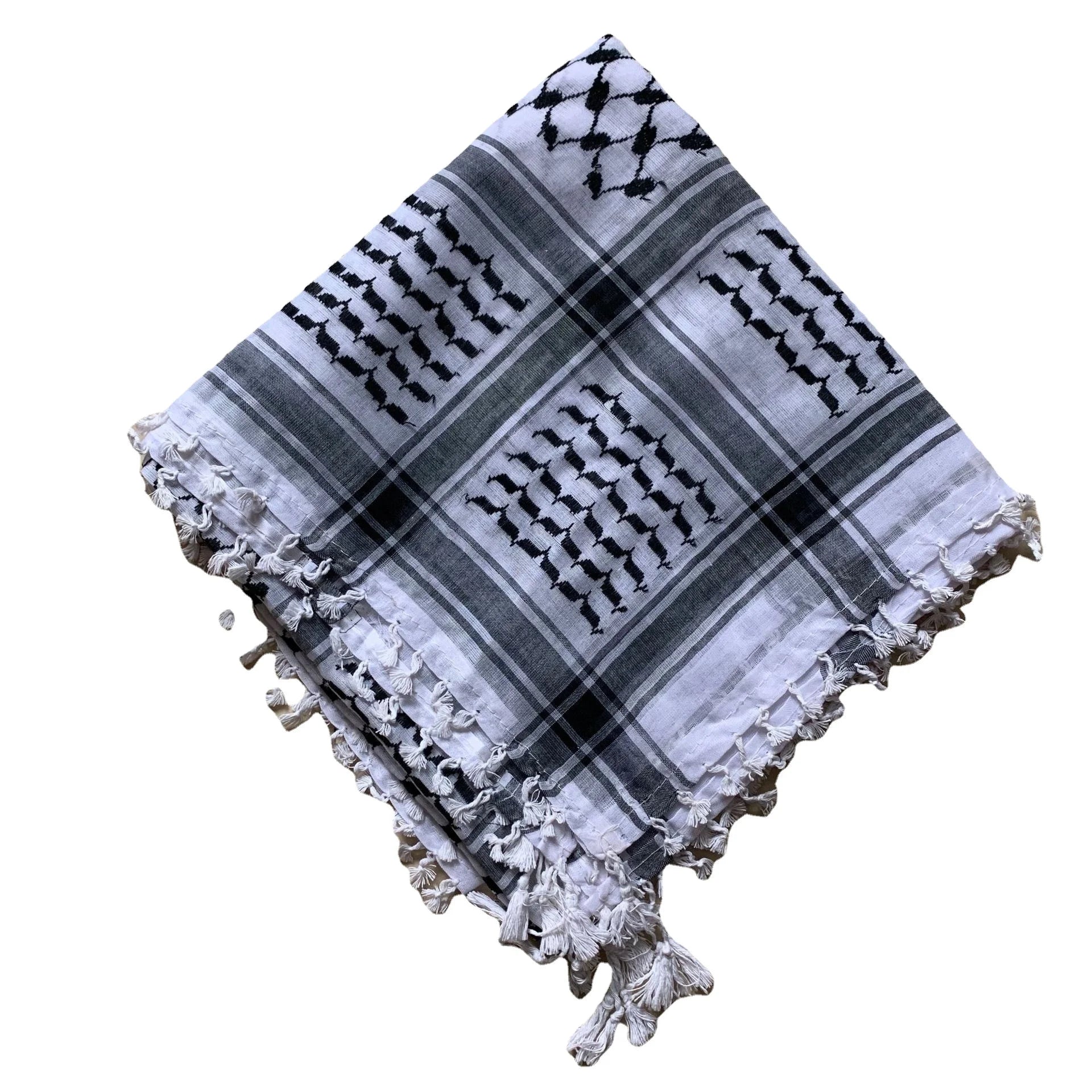 New 125*125 Palestine Scarf of Men Yashmagh Shemagh Black Arab Men Arafat Scarf Keffiyeh With Tassel