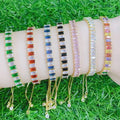 BC1377 Rainbow Rectangle Double Colour Cubic Zirconia Tennis Bracelet Multicolor CZ Zircon Baguette Adjustable Slide Bracelet