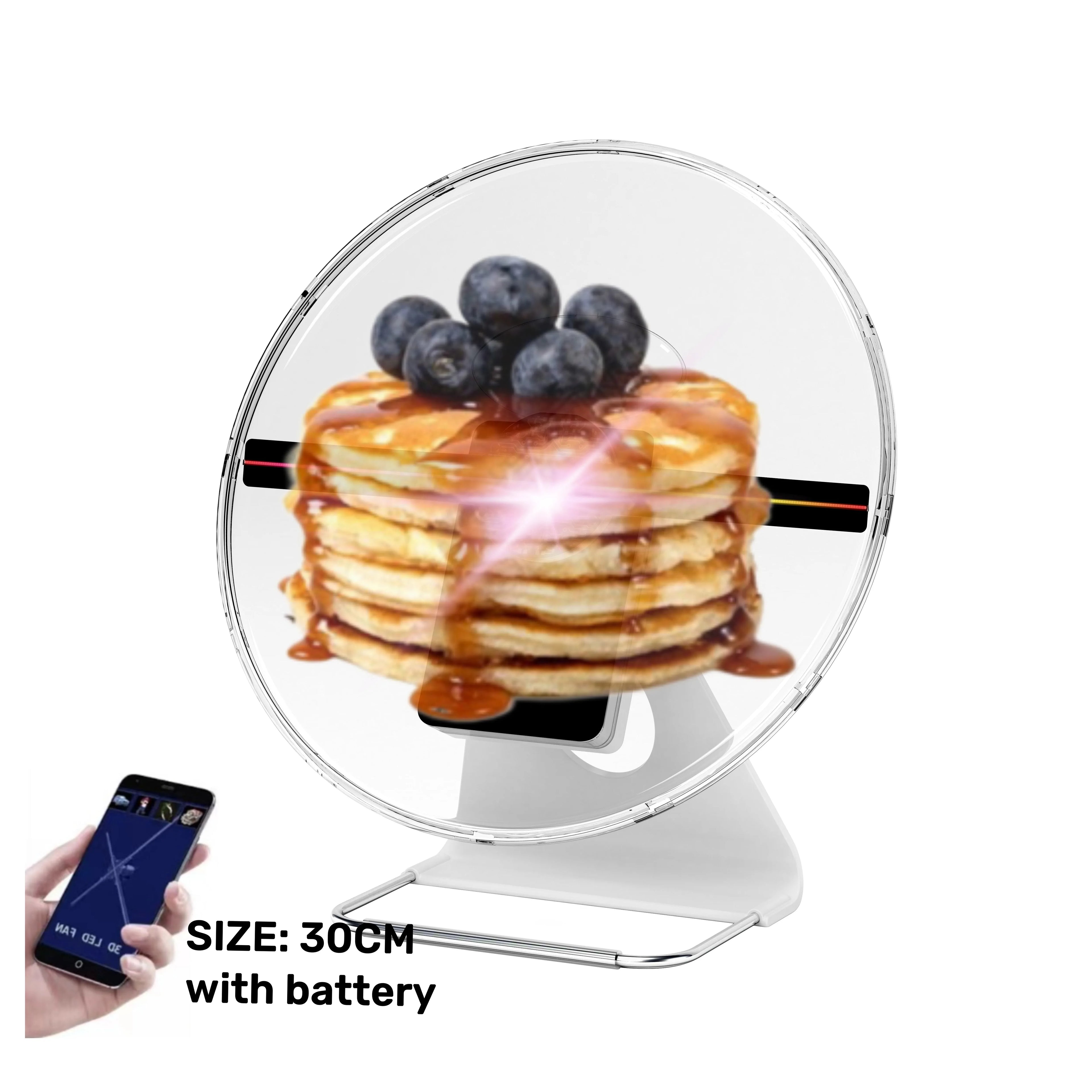 Rechargeable 30cm 1080P Led Projector 3d Led Hologram Equipment Advertising Fan 3d Holographic Display with Protective Cover