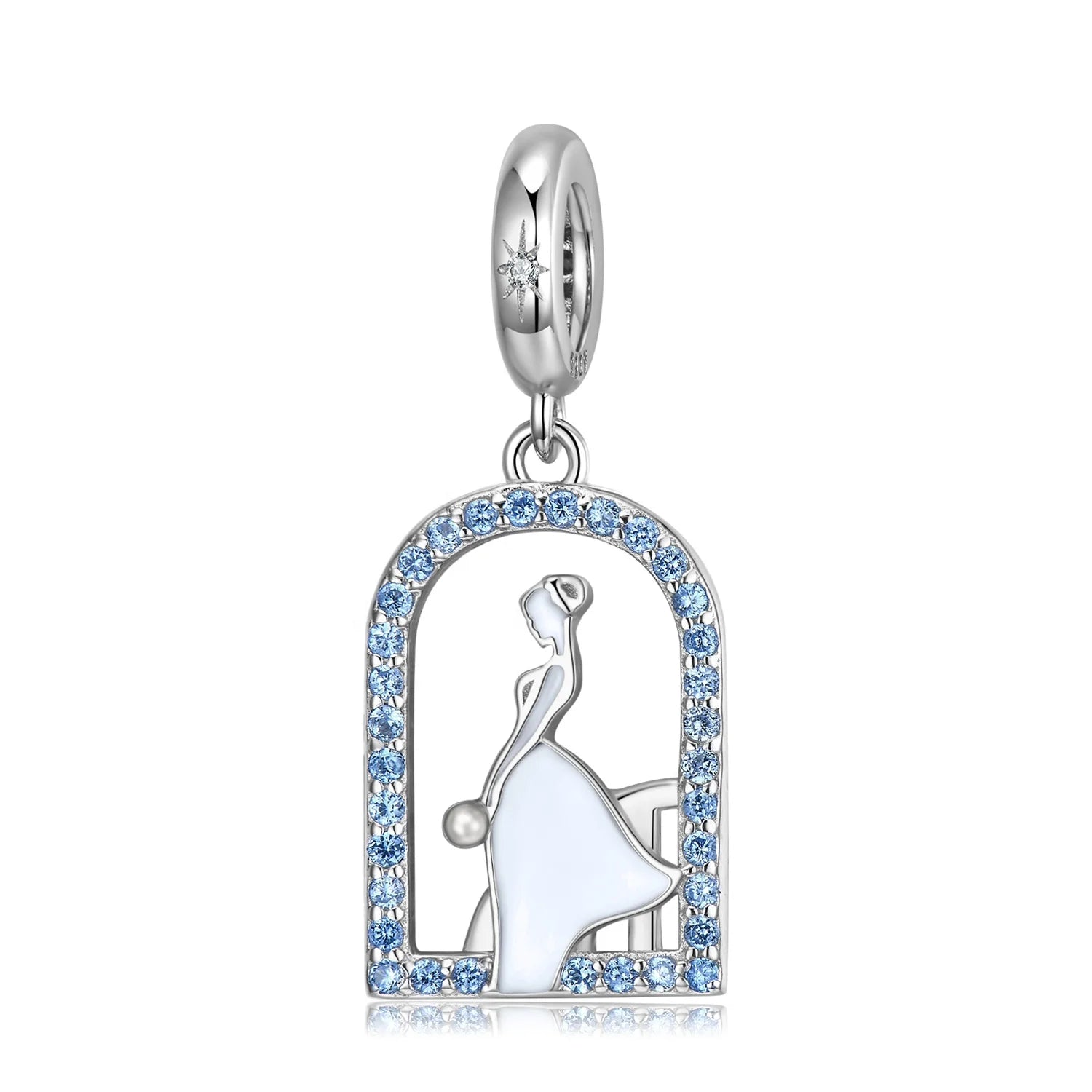 Beautiful Elegant Bride Pendant 925 Sterling Silver with CZ for Women Fine Charm Bead Jewelry Bracelet Valentine's Accessory