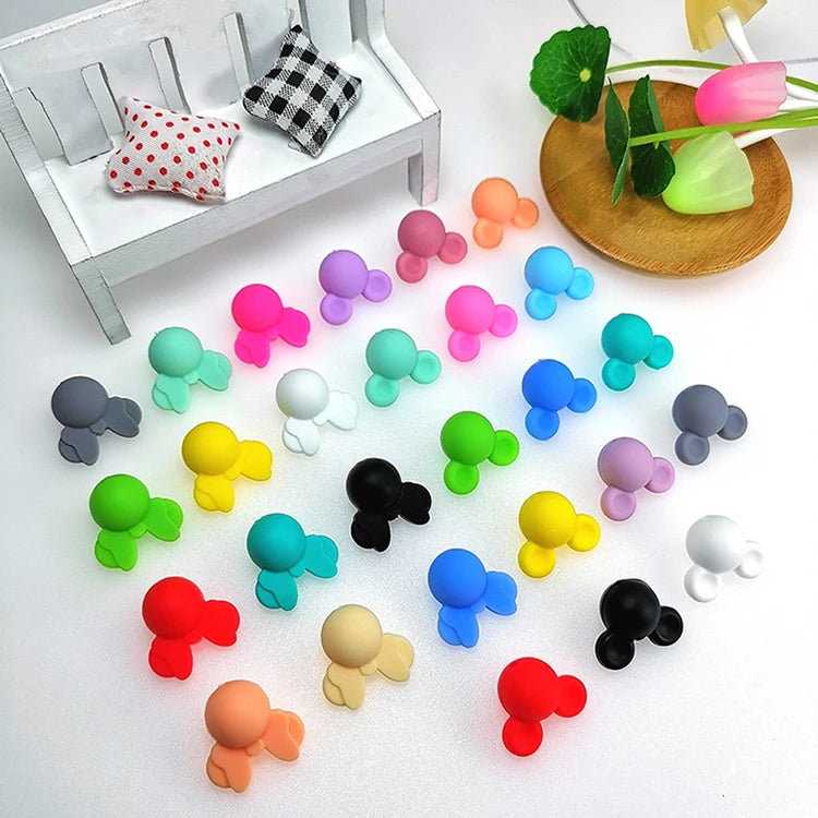New Design Cartoon Diy Silicone Jewelry Accessories Baby Teether Chew Gift Toy Set Bear Loose Beads