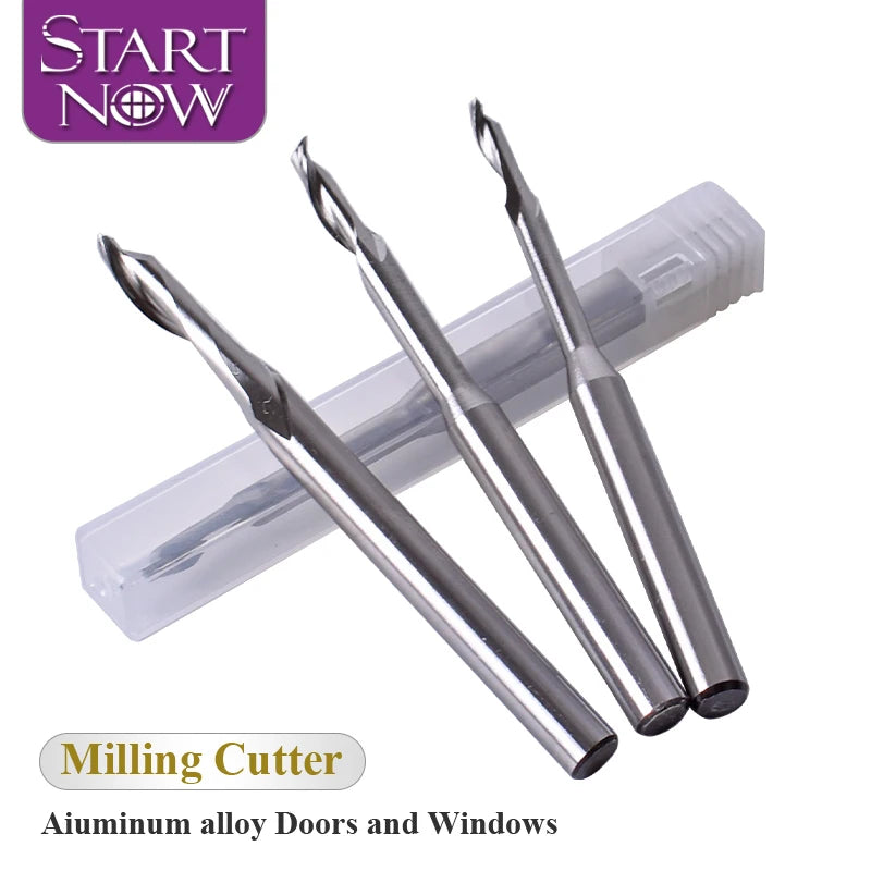 Startnow CNC Milling Cutter Aluminum Alloy Tungsten Carbide Steel Material Single Edge Flute Solid End Mill Engraving Bits