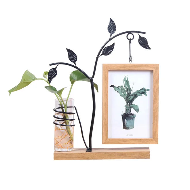 NEW Decorative Hanging Picture Frames Wall Hanging Photo Frame Vertical Metal Stand Desk Photo Frames With Decorative Bud Vase