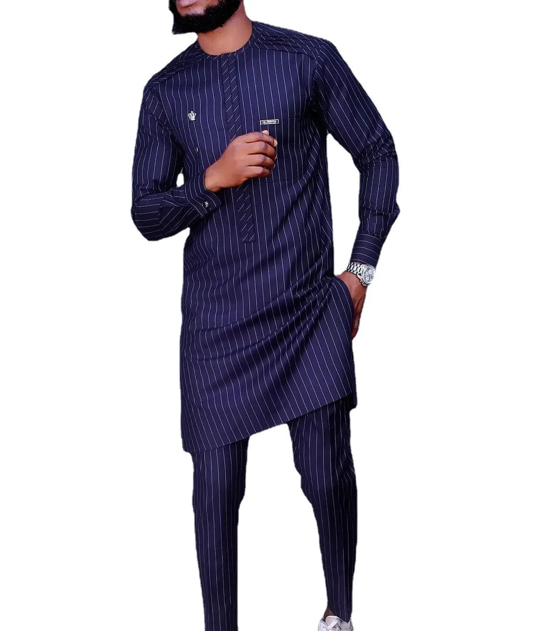 Tops + Pants Set New Fashion African Middle East Men Long Sleeve Shirt Printed Male O-neck Ethnic Casual Shirt Suits