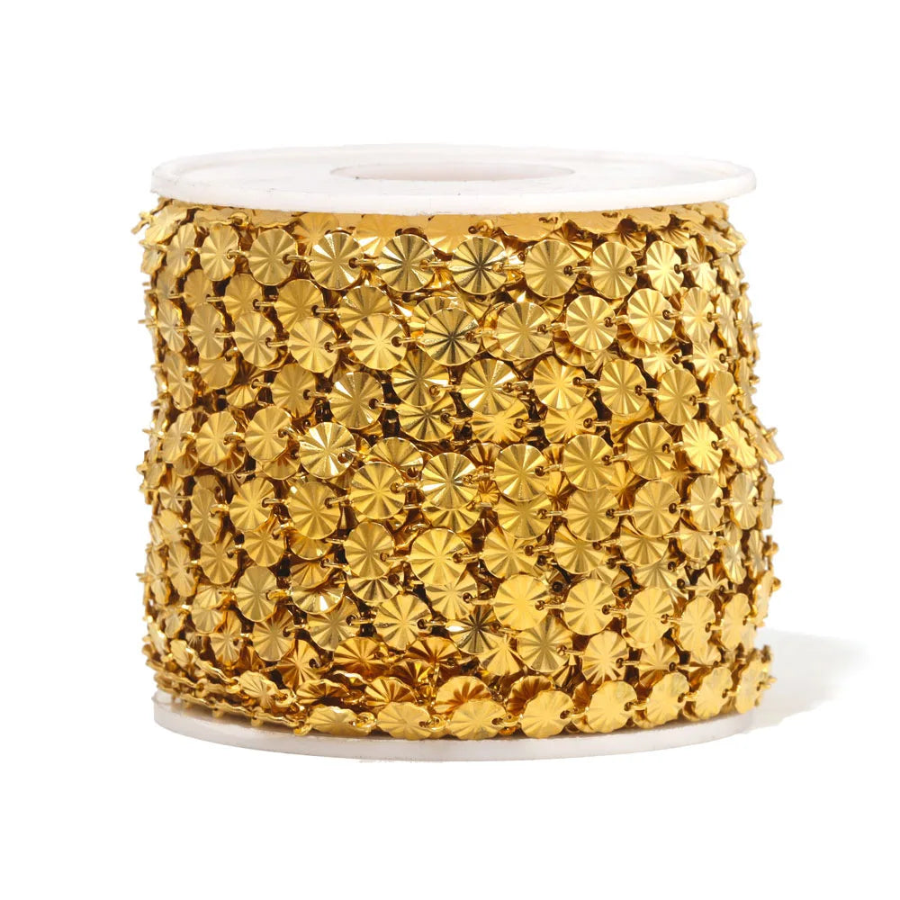 Linsa Jewelry Stainless Steel Sunflower Link Chain Necklace Roll Gold Embossed Multi-Size for Gifts Engagement Ladies' Wholesale