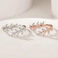 Lovely Full Crystal Leaves 925 Sterling Silver Rings for Women Beautiful Gifts Jewelry