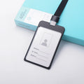 Metal Vertical Business Card Holder with Lanyard Premium ID Holder Accessory