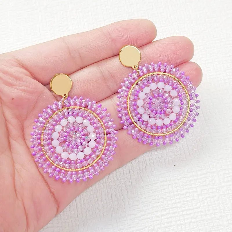 Boho Colorful Beads Earrings Statement Dangle Earrings Summer Beach Holiday Jewelry Gifts Handmade Beaded Drop Earrings Women