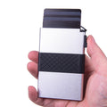 Men Aluminum Card Case Automatic Pop up Rfid Credit Card Holder With Front Cash Pocket