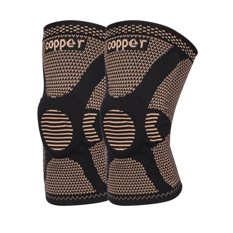Copper Knee Brace for Knee Pain Compression Sleeve with Side Spring Stabilizer and Patella Gel Pad