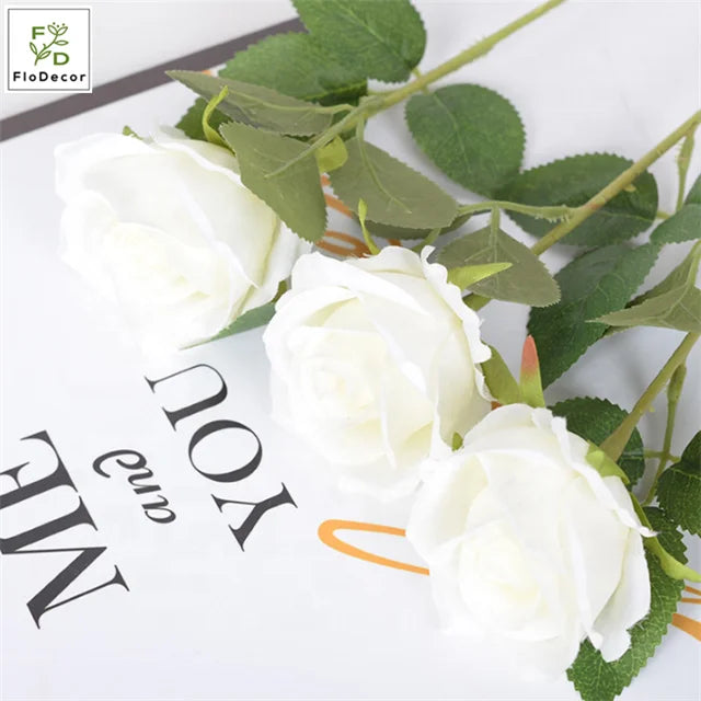 Cheap Artificial Single Stem Pink Rose Flower Silk for Home Festival Wedding Party Christmas Decoration